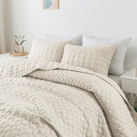 Amazon.com: WDCOZY Oversized California Cal King Size Quilt Bedding Sets with Pillow Shams, Beige Tan Cream Lightweight Soft Bedspread Coverlet Bed Cover, All Season Spring Summer, 3 Pieces, 116x106 inches : Home & Kitchen Maddys Room, Ivory Comforter, Modern Bedding Set, Quilt Bedding Sets, King Size Bedspread, Primary Bed, Cama King Size, Modern Bedding, Quilt Bedspread