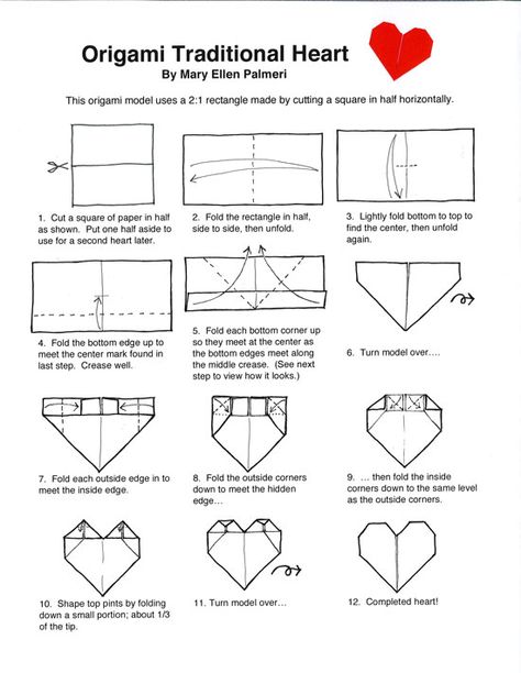 How To Fold Origami Heart, Origami Rectangle Paper, Origami With Rectangle Paper, Rectangle Origami, Origami Easy Step By Step, Heart Diagram, Origami Models, Cute Origami, Folding Paper