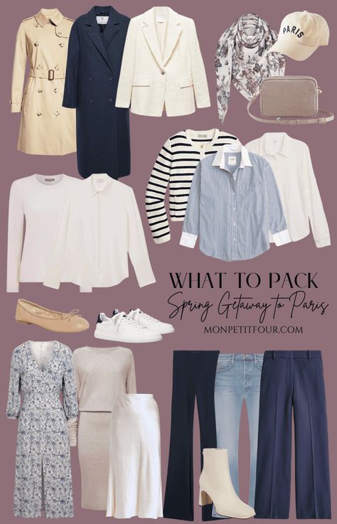 What to Pack for Paris in Spring - Mon Petit Four® What To Wear In Paris In June, Pack For Paris In Spring, Paris In Spring Outfits, Spring In Paris Outfits, Packing For Paris In Spring, What To Pack For Paris, Paris In April, Paris Outfit Ideas, What To Wear In Paris