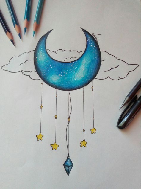 Moon Stars Drawing, Mood Drawing, Arte Doodle, Disney Art Drawings, Pencil Art Drawings, Drawing Tutorials, Cool Art Drawings, Anime Boys, Colorful Drawings