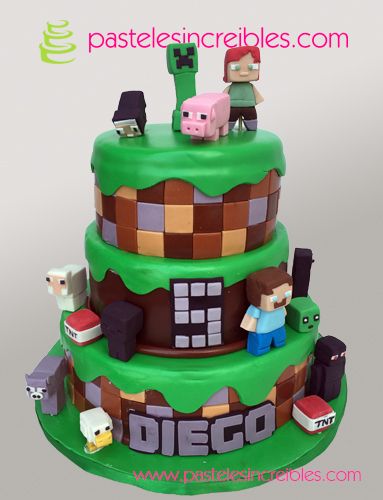 Pastel Minecraft, Minecraft Birthday Cake, Lego Birthday Cake, 14th Birthday Cakes, Harry Birthday, Minecraft Birthday Party, Minecraft Cake, Fishing Birthday, Minecraft Birthday