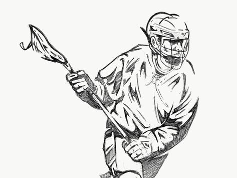 Lacrosse Sketch by Dan Blessing | Design Shark® on Dribbble Lacrosse Sketch, Lacrosse Drawing, Stick Drawings, Lacrosse Sticks, Hand Sketch, Lacrosse, Game Design, Drawing Sketches, Easy Drawings