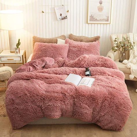 XeGe Plush Shaggy Duvet Cover Set Luxury Ultra Soft Crystal Velvet Bedding Sets 3 Pieces(1 Faux Fur Duvet Cover + 2 Faux Fur Pillowcases),Zipper Closure(Queen,Old Pink) Fur Comforter, Velvet Bedding, Velvet Bedding Sets, Velvet Duvet, Fluffy Bedding, Old Pink, Velvet Bed, Fluffy Blankets, Bed Sets