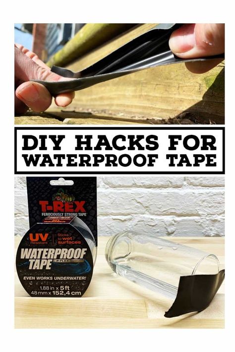 When the elements are taking the fight to your home, try these DIY Hacks using T-Rex Waterproof Tape to repair gutters, your roof and other others that need to keep the water out!  Check out more on Lazy Guy DIY! Diy Wedding Fans, Tape Projects, Diy Hanging Shelves, Diy Hack, Clean Bathtub, Carpentry Projects, Waterproof Tape, Mason Jar Crafts Diy, Wine Bottle Holders