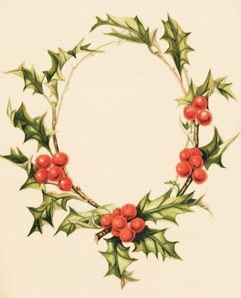 Victorian Postcards, Mfa Boston, Holly Holly, Christmas Wreath Frames, Wreath Frames, Antique Botanical Print, Holly Wreath, Victorian Scrap, Vintage Christmas Images