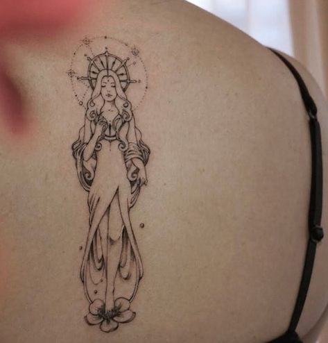 If you were born between August 23 and September 22, you're a Virgo. These Virgo tattoo ideas are perfect for the mutable earth signs. #virgo #virgotattoo #astrology Virgo Warrior Tattoo, Virgo Female Tattoo, Virgo Wrist Tattoos For Women, Maiden Virgo Tattoo, Virgo Forearm Tattoo, Virgo Virgin Tattoo, Virgo Goddess Tattoos For Women, Unique Virgo Tattoo Ideas For Women, Virgo Lady Tattoo