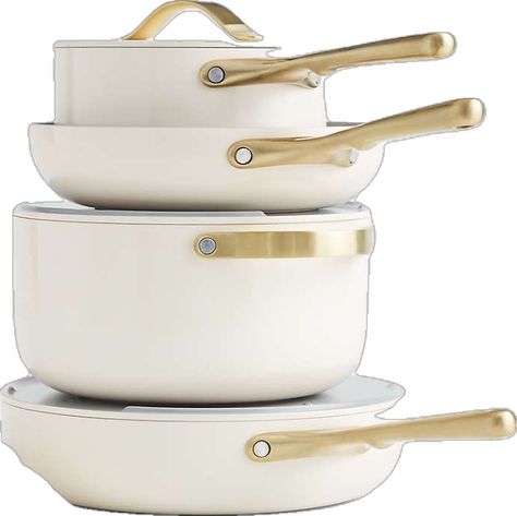 I love this 7-Piece Ceramic Non-Stick Cookware Set with Gold Hardware! It comes in so many beautiful colors for your kitchen! This set includes a 10.5" fry pan, 3-quart lidded saucepan, 4.5-quart lidded saute pan and 6.5-quart lidded Dutch oven. Popular colors will sell out fast! Get yours now! Fry Pan, Popular Colors, Cookware Set, Sell Out, Dutch Oven, Saute Pan, Cookware, Gold Hardware, Beautiful Colors