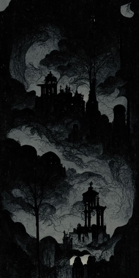 Halloween Wallpaper Iphone Backgrounds, Goth Wallpaper, Gothic Wallpaper, Witchy Wallpaper, White Drawing, Dark Phone Wallpapers, Halloween Wallpaper Iphone, Art Gallery Wallpaper, Gothic Aesthetic