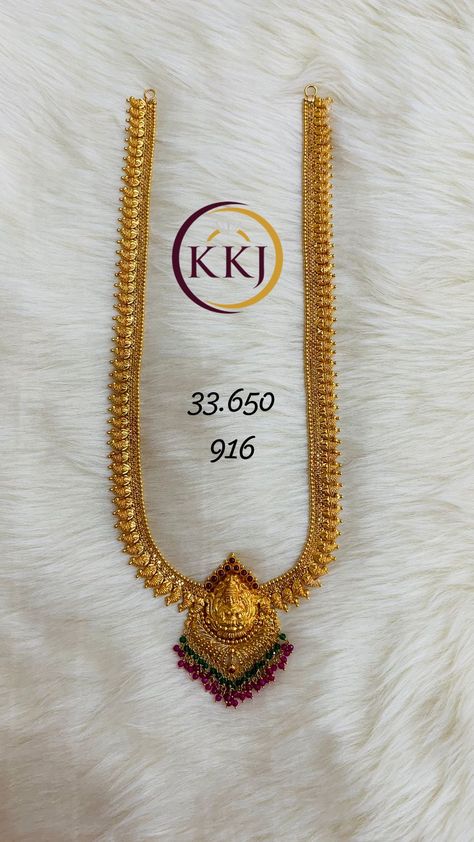 Choker And Haram Set Gold, Hara Designs Gold, Antique Long Chain Designs Gold, Fancy Chains Gold, Gold Ornaments For Women, Simple Long Haram Gold Jewellery Designs, 30 Grams Gold Necklace Designs, Long Necklace Gold Indian Bridal, Mini Haram Gold Designs