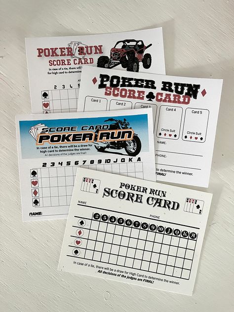 Poker Run Score Cards Poker Run Score Sheet, Poker Run Ideas, Poker Run, Family Fun Day, Raffle Tickets, Camping Games, Lake Life, Game Item, Open House