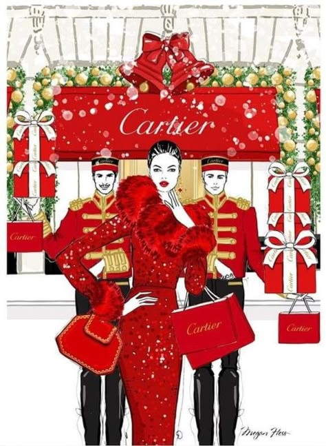 Vogue Drawing, Christmas Fashion Illustration, Mary Kay Posts, Christmas Phone Theme, Christmas Primary, Kerrie Hess, Megan Hess, Design Box, Fun Images