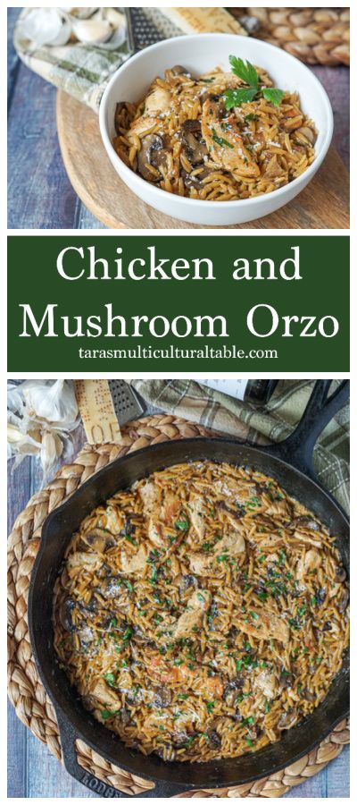 Chicken Mushroom Orzo Recipes, Rotisserie Chicken And Mushroom Recipes, Creamy Orzo Chicken, Recipes With Orzo, Chicken And Mushroom Orzo, Chicken Mushroom Orzo, Chicken And Orzo Recipes, Easy Hotdish Recipes, Orzo Recipes Side