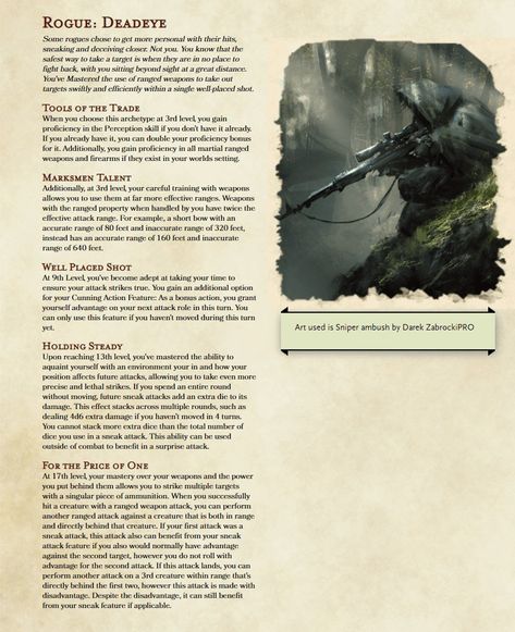 Slinger (Rogue) Deadeye Dnd Homebrew Rogue Subclasses, Gunslinger Homebrew 5e, Dnd 5e Rogue Subclasses, Dnd Homebrew Classes 5e Rogue, Rouge Subclass 5e, Dnd 5e Homebrew Rouge Subclasses, Rogue Subclass Homebrew, Dnd Rogue Subclasses Homebrew, Dnd 5e Homebrew Subclasses Rogue