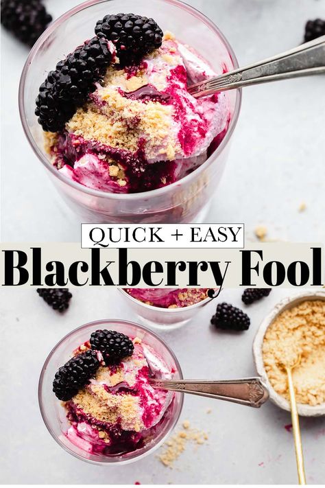 Blackberry Fool Recipe | Platings + Pairings Blackberry Fool, Fool Recipe, Fruit Fool, British Desserts, Buttery Shortbread, Buttery Shortbread Cookies, Refreshing Desserts, Summer Rolls, Creamy Desserts