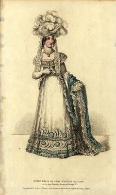 Court dress, 1820 :: Fashion Plate Collection Regency Fashion Women, 1820 Fashion, Antique Room, 1820s Fashion, Country Dress, 1830s Fashion, John Bell, Regency Era Fashion, Historical Dress