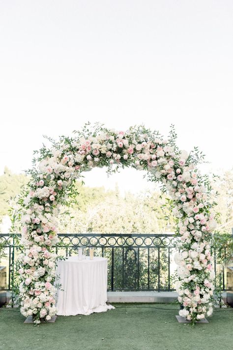 Arches Wedding, Bougainvillea Wedding, Blush Pink Wedding Flowers, White Wedding Arch, Wedding Arches Outdoors, Wedding Arbors, Floral Arch Wedding, Pink And White Weddings, White And Pink Roses