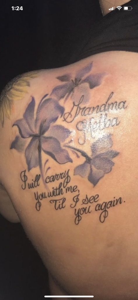 Dedication Tattoos Grandma, Nan And Grandad Tattoo Ideas, R.i.p Tattoos For Grandma, Memorial Tattoo Grandparents, Memorial Tattoos For Grandma, Rip Grandpa Tattoo, Rip Grandma Tattoos, Grandmother Tattoo Ideas, Lost Loved Ones Tattoo