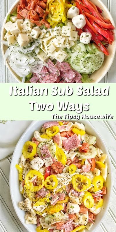 Italian Sub Salad, Sub Salad, Pasta Salad With Tortellini, Italian Sub, Tortellini Pasta, Mahi Mahi, Cucumber Salad, No Carb Diets, Tortellini