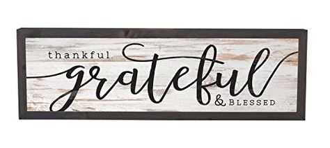 Thankful Grateful Blessed Grey White 25 x 8 Inch Solid Pine Wood Farmhouse Frame Wall Plaque...MORE >> http://amzn.to/2lHu980 | #countryfarmhousedecor Fixer Upper Decor, Fall Wood Signs, Stain On Pine, Wood Screens, Thankful Grateful Blessed, Farmhouse Frames, Wood Farmhouse, Thankful And Blessed, Grateful Thankful Blessed