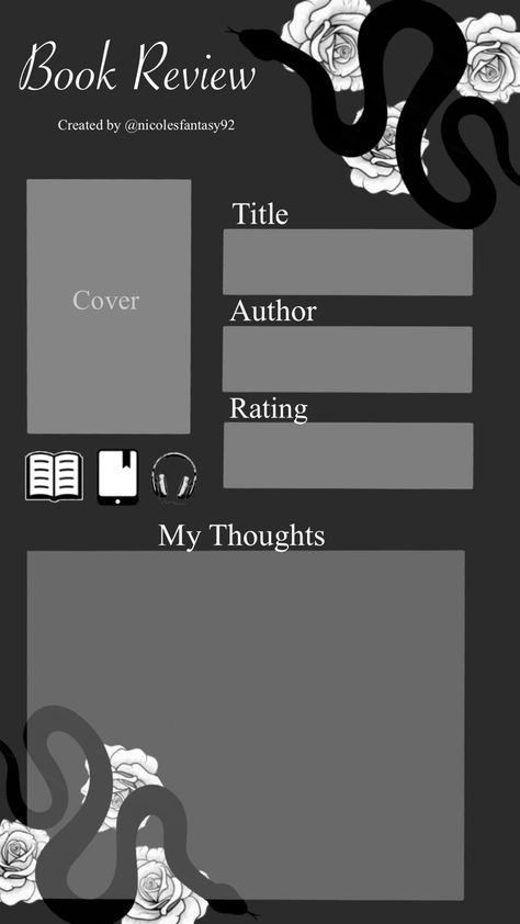 Snakes roses book review book template dark aesthetic About The Reader Template, Spicy Book Review Template, Aesthetic Book Review Template, Book Template Aesthetic, Book Instagram Post Template, Book Template Instagram, Book Review Template Instagram, Current Read Template, Books Read Template Instagram