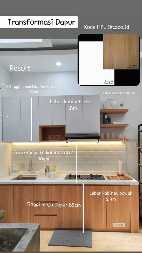 Instagram Kitchen Set Ideas, Small Kitchen Design Layout, Dry Kitchen, Wardrobe Dimensions, Kabinet Dapur, Cabinet Wardrobe, Kitchen Designs Layout, Kitchen Set, Kitchen Sets