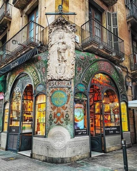 🦚 La Belle Epoque 🦚 | Pastelería Escribá, Las Ramblas, Barcelona, 1820, renovated in 1902. | Facebook Las Ramblas Barcelona, Urban Drawing, Spain Trip, Barcelona Travel, Barcelona Spain, Belle Epoque, Dream Destinations, Study Abroad, Travel Bucket List