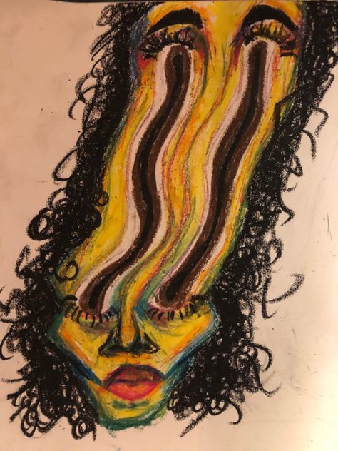 Weird Oil Pastel Art, Creepy Oil Pastel Art, Scary Drawings, Oil Pastel Art, Swag Art, Sketchbook Ideas, Craft Night, Pastel Art, Oil Pastel