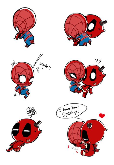 In Chinese,the meaning of"520"is "I love u".So lets see spideypool how to show love to each other! Deadpool Hd Wallpaper, Cute Batman, Harry Potter Quilt, Deadpool X Spiderman, Chibi Marvel, Deadpool Funny, Dibujo Simple, Deadpool And Spiderman, Best Superhero