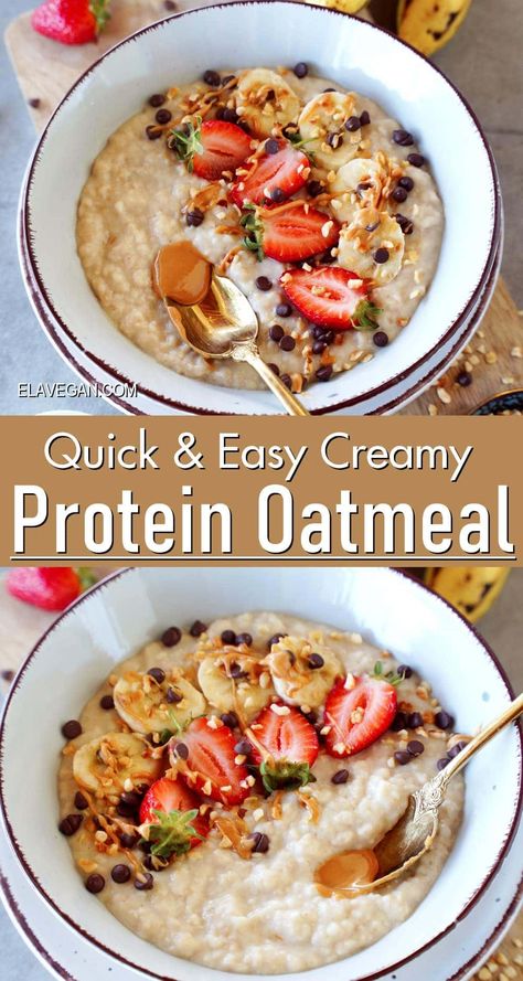 Instant Oatmeal Recipes, Protein Toast, Crockpot Oatmeal, High Protein Yogurt, Oatmeal Chocolate Chip Bars, 20 Grams Of Protein, Oatmeal Porridge, Healthy Oatmeal Recipes, 30 Grams Of Protein