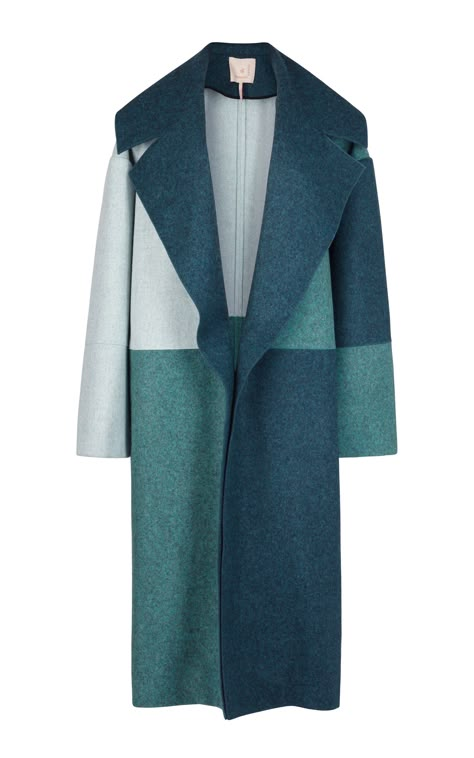 Blue Wool Coat, Color Block Coats, Blue Coat, Blue Coats, Long Sleeves Coats, Woolen Coat, Abayas Fashion, Blue Wool, Winter Coats