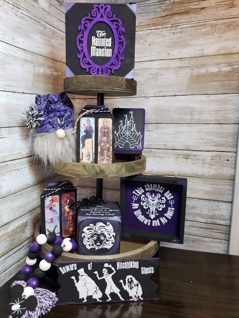 This 9pc Bundle is inspired from The Haunted Mansion. Perfect the upcoming halloween seasonor a perfect gift for that Disney fan Haunted Mansion Tiered Tray, Haunted Mansion Decor Diy, Haunted Mansion Diy, Hitch Hiking Ghosts, Haunted Mansion Decor, Mansion Decor, 3 Tier Stand, Disney House, Haunted Mansion Halloween