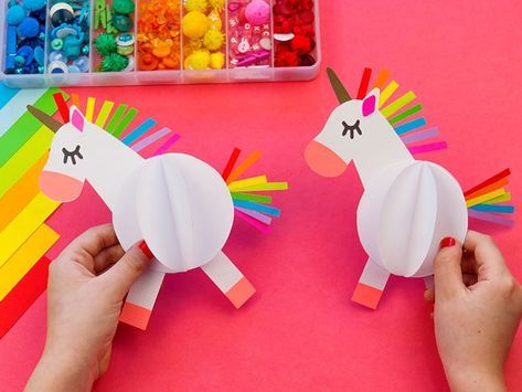 Eenhoorn knutselen | 15 Geweldige unicorn knutsels voor kinderen. Unicorn Arts And Crafts For Kids, Origami Unicorn Easy, Arts And Crafts For Kids Easy, Unicorn Crafts For Kids, Unicorn Craft, Crafts And Activities For Kids, Pink Crafts, Unicorn Crafts, Unicorn Art