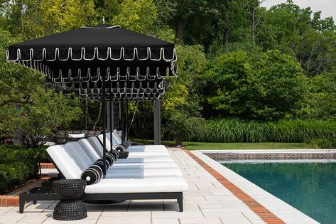 Pool Loungers, White Pool, Theme Photoshoot, Wooden Pool, Contemporary Deck, Rustic Pergola, Inside Pool, Pool Pavers, Blue Mosaic Tile