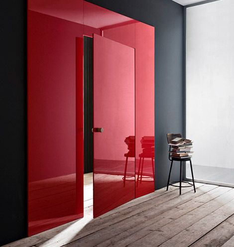 Architecture Renovation, Minimalist Dekor, Design Del Prodotto, Red Door, Closet Ideas, Interior Door, Minimalist Decor, Minimalist Home, 인테리어 디자인