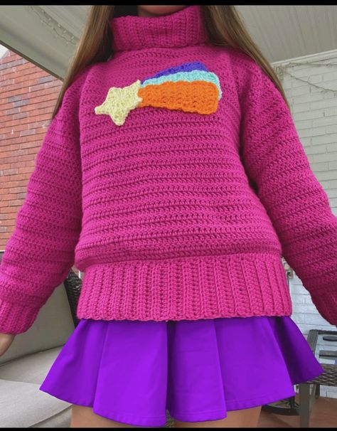 Mable Pines Sweater Crochet, Crochet Gravity Falls, Marceline Sweater Crochet Pattern, Mable Pines Sweaters, Mabel Pines Sweater Crochet Pattern, Crochet Gravity Falls Sweater, Mabel Crochet Sweater, Mabel Sweater Crochet, Mabel Pines Crochet Sweater