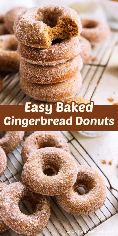 Easy Baked Gingerbread Donuts Recipe - Cooking with Recipes Vegan Gingerbread Donuts Baked, Cake Doughnut Recipe Baked, Spudnut Donut Recipe, Baked Donut Recipes With Donut Pan, Baked Mini Donut Recipe, Oven Baked Donuts Recipes, Easy Baked Donut Recipes, Donut Pan Recipes, Gingerbread Donuts Baked