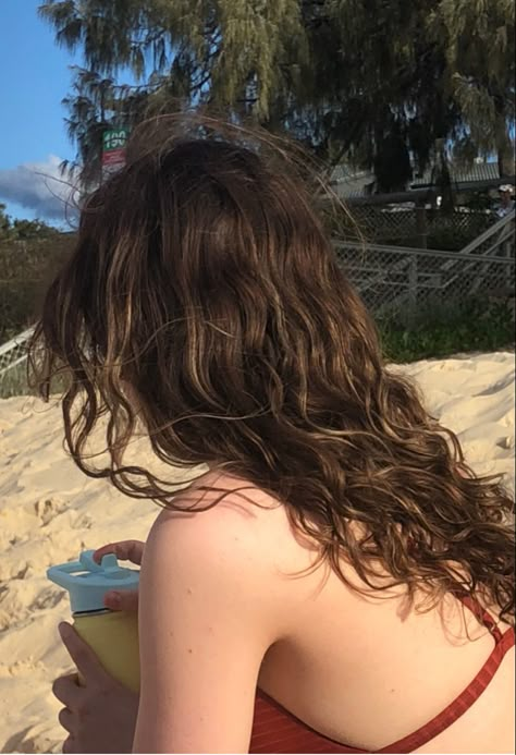 Brown Hair Wavy Natural, 2b Hair Aesthetic, Brown 2c Hair, Healthy Wavy Hair, 2b Wavy Hair, 2b Haircut, 2b Curly Hair, Wavy Hair Beach, 2b Hair