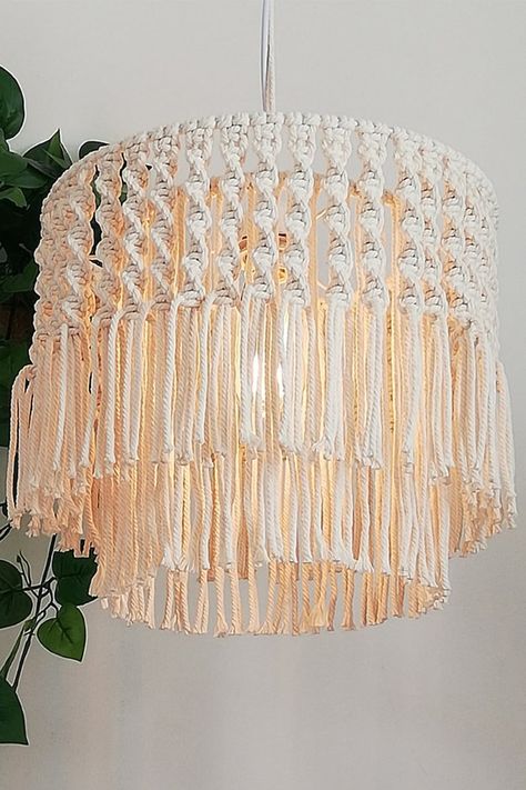 Farmhouse Lighting Boho Lampshade Fringe Cotton Pendant Macrame Chandelier Fixture for Nursery Living Room Bedroom Baby Room - Etsy Canada Macrame Light Shade, Boho Lampshade, Macrame Lampshade, Fringe Chandelier, Macrame Light, Macrame Lamp Shade, Light Fringe, Tassel Chandelier, Macrame Chandelier