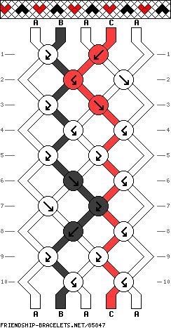 Friendship Bracelet Patterns Heart Easy, Easy Heart Bracelet Patterns, Bracelet Patterns Knot, Cheetah Print Friendship Bracelet Pattern, Easy Beginner Bracelet Patterns, Half And Half Bracelet Patterns, Pattern For Friendship Bracelet, Heart String Bracelet Patterns, Star Bracelet Pattern Easy