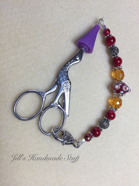 Scissor Fobs, Holiday Hand Towels, Bead Knit, Scissor Case, Scissor Fob, Quilting Notions, Red Accessories, Embroidery Scissors, Sewing Items