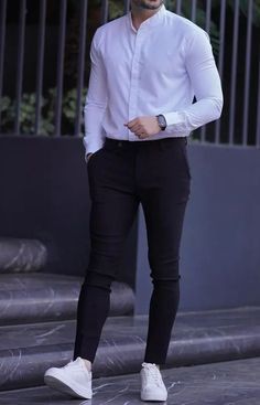 Formal Outfits For Men Smart Casual, Chinese Collar Shirt For Men Casual, Longsleeves Outfit Men Formal, Outfit Sport Elegante Hombre, Outfits Sport Elegante Hombre, Man Dressing Style Formal, Boys Dressing Style Mens Fashion, Boys Formal Mens Fashion, Formal Poses For Men