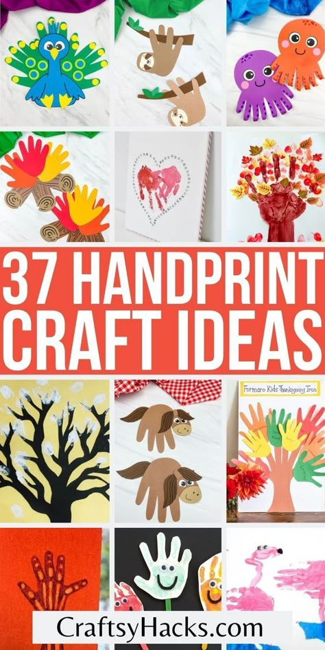 Your creative kids can have more fun crafting this weekend when they make these adorable and fun handprint crafts for kids. These super cute and easy crafts are perfect for kids of all ages to create with their friends. Handprint Chicken Craft, Handprint Towels Kids Crafts, Easy Handprint Crafts For Toddlers, Handprint Tea Towels, Hand Prints Crafts For Kids, Hand Paint Crafts For Kids, Hand Crafts For Kids Cute Ideas, Kids Hand Print Art, Hand And Foot Print Art For Kids