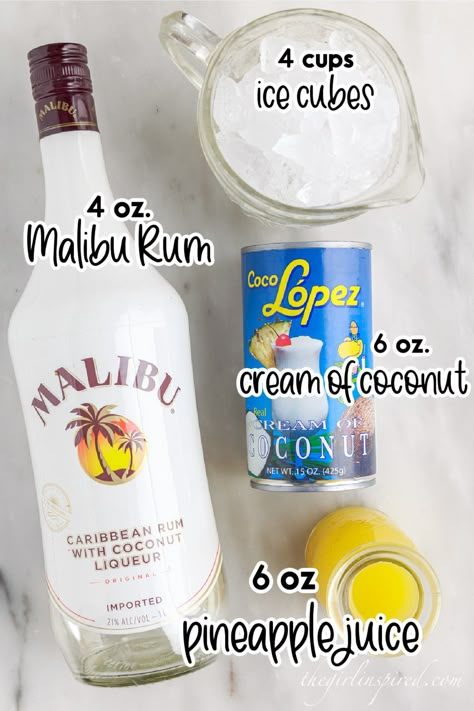 Make delicious and creamy pina coladas from scratch at home with just 5 ingredients and they taste better than the ones you have on vacation. Frozen Pina Colada Recipe, Malibu Pina Colada, Easy Pina Colada Recipe, Colada Drinks, Coconut Rum Drinks, Tropical Drink Recipes, Pina Colada Drinks, Frozen Pina Colada, Pineapple Drink