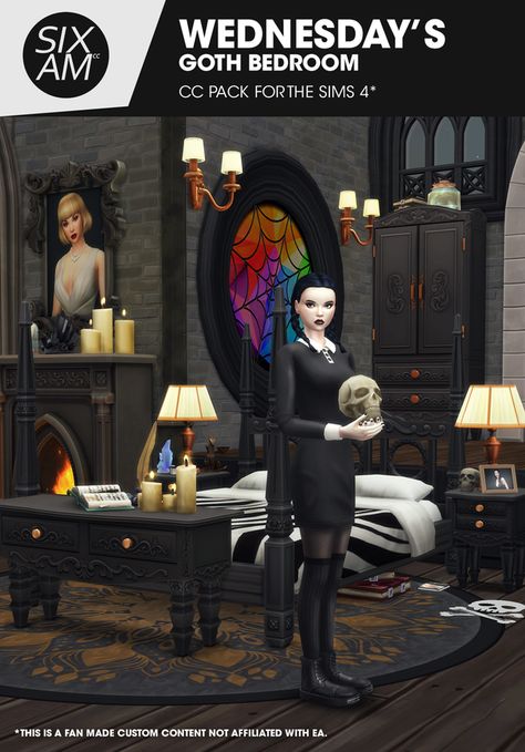 Sixam Cc, Sims 4 Vampire, Sims 4 Cc Goth, Mods Sims 4, Los Sims 4 Mods, Goth Bedroom, Sims 4 Bedroom, Sims 4 Mm Cc, Sims 4 Cc Folder