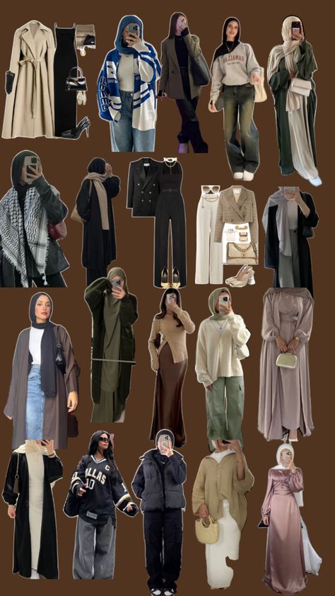 Stylish Outfits With Hijab, Fall Outfits Muslim, Modern Hijabi Outfits, Shien Outfit Idea Hijabi, Outfit Ideas Winter Hijab, Hijab Organization Ideas, Hijabi Outfits Casual Winter, Modest Muslim Outfits, Hijabi Winter Outfits