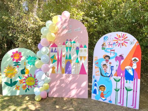 It’s A Small World Backdrop, Disneyland Party Decorations Diy, Disneyland Party Backdrop, It’s A Small World Birthday Party, It’s A Small World Party, Its A Small World Party, Disney Backdrop, Small World Party, Disneyland Party