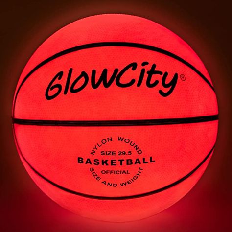 Amazon.com : GlowCity Glow in The Dark Size 7 Basketball for Teen Boy - Glowing Red Basket Ball, Light Up LED Toy for Night Ball Games - Sports Stuff & Gadgets for Kids Age 8 Years Old and Up : Sports & Outdoors Boys Basketball Gifts, Glow In The Dark Basketball, Football Lights, Hoop Light, Red Basket, Unique Gifts For Kids, Gifts For Teen Boys, Basketball Gifts, Ball Lights