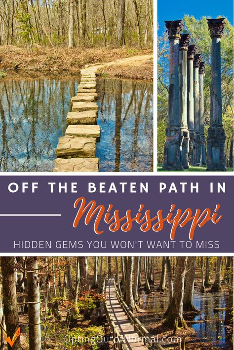 Are you taking a vacation road trip to Mississippi? Or maybe you're looking for some fun things to do in the area over a long weekend? We have the best collection of hidden gems in the state! Jackson, Biloxi and Gulfport are great places to visit, and don't forget the amazing Natchez Trace that starts in Natchez. But also check out some off the beaten path adventures and take the roads less traveled. #travel #mississippi #rvlife #drycamping #freecamping #Natcheztrace #traveltips #hiddengems Places To Visit In Mississippi, Mississippi Road Trip Bucket Lists, Fun Things To Do In Mississippi, Road Trip Mississippi, Mississippi Vacation Ideas, Camping In Mississippi, Mississippi Bucket List, Things To Do In Natchez Ms, Moving To Mississippi