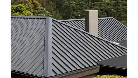 Sophisticated Look with New Standing Seam Roof Profile – EBOSS Ridge Roof, Pyramid Roof, Standing Seam Roof, Roofing Ideas, Roof Ideas, Standing Seam Metal Roof, Aluminum Roof, Street House, Standing Seam