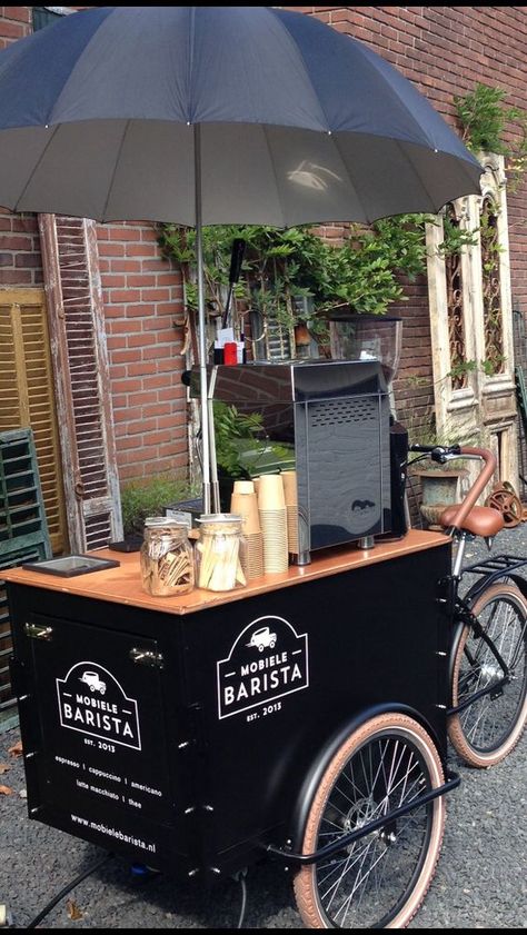 Diy Coffee Cart, Coffee Cart Business, Kombi Food Truck, Mobile Coffee Cart, Street Food Business, Gerobak Dorong, Food Bike, Bike Food, Mobile Coffee Shop